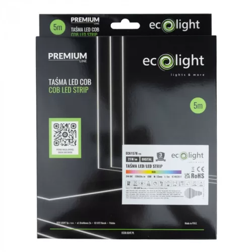 Prémium COB Digitális RGB LED szalag, erős fénnyel, ami pontmentes futófény és szivárvány effekteket hoz létre