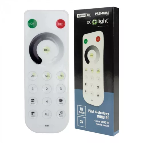 Modern, 4-zónás RF távirányító egyszínű, digitális LED szalagokhoz