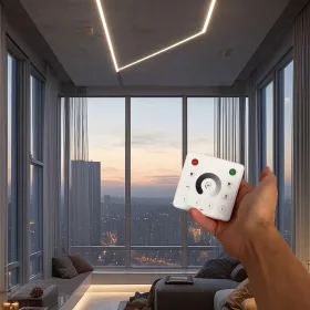 Modern, 4-zónás fali vezérlőpanel és RF távirányító egyszínű, digitális LED szalagokhoz