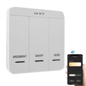 Fali kivitelű RF és Bluetooth vezérlésű digitális LED vezérlő szett egyszínű, címezhető LED szalagokhoz