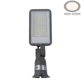 Prémium 50W kültéri LED utcai lámpa és térvilágító 6000 lumen fényerővel, 4000K természetes fénnyel, vízálló szürke házban