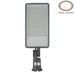 Prémium 200W kültéri LED utcai lámpa és térvilágító 24000 lumen fényerővel, 4000K természetes fénnyel, vízálló szürke házban
