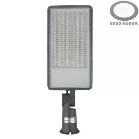 Prémium 200W kültéri LED utcai lámpa és térvilágító 24000 lumen fényerővel, 6500K hideg fehér fénnyel, vízálló szürke házban