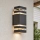 Modern fekete, fel-le világító kültéri fali lámpa két GU10 foglalattal