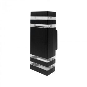 Modern fekete, fel-le világító kültéri fali lámpa két GU10 foglalattal