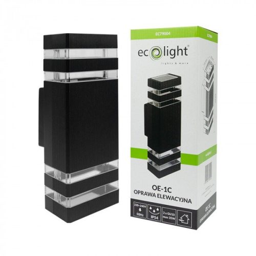 Modern fekete, fel-le világító kültéri fali lámpa két GU10 foglalattal