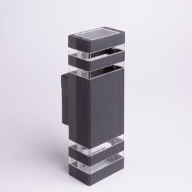 Modern antracit színű, fel-le világító kültéri fali lámpa két GU10 foglalattal