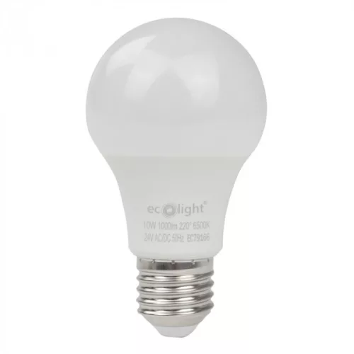 24V LED izzó E27 10W 1000lm A60 Hideg fehér-Eco Light