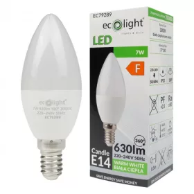 LED gyertya izzó E14 7W 630lm 3000K-Eco Light