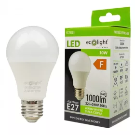 LED izzó 10W E27 1000lm A60 3000K-Eco Light