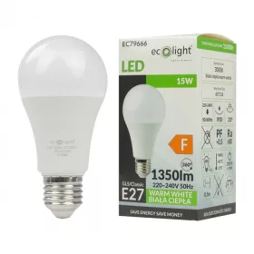 LED izzó 15W E27 1350lm A60 3000K-Eco Light