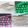 Nagy teljesítményű RGB+CCT LED szalag működés közben, amely színes és állítható fehér fényt is tud