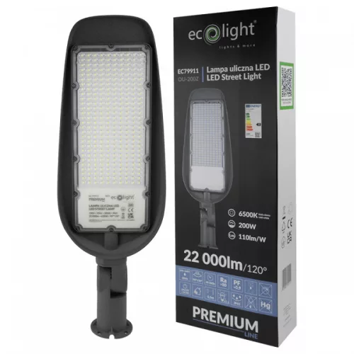 PRÉMIUM LED utcai lámpa 200W 22000lm 6500K 110lm/W 3 év garancia