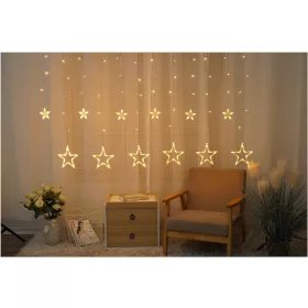  Karácsonyi Függöny 12 Csillag 2X1m 138 LED Távirányítóval IP44