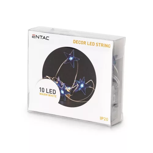 Karácsonyi Füzér Kék Csillag 10 LED 1m Elemes