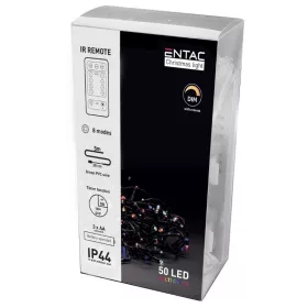   Elemes Karácsonyi Füzérsor 50 LED 5m IP44 távirányítóval MultiColor