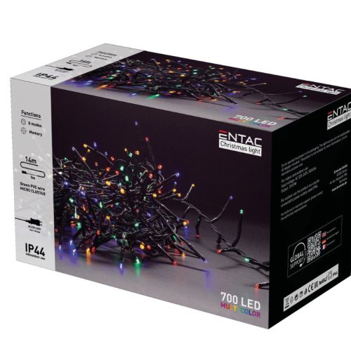 Karácsonyi Fürtös fénysor 700 LED 14 méter IP44 MultiColor