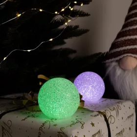 Karácsonyi asztali dísz színes gömb RGB 8 cm