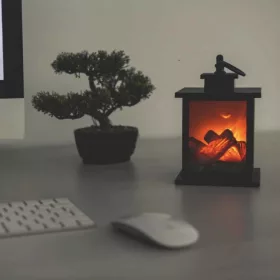 Elemes LED Lámpa Kandalló Láng Imitációval 17 cm
