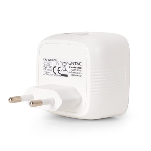 Konnektorba dugható éjjeli fény mozgásérzékelővel és USB csatlakozóval 1,5W Meleg fehér