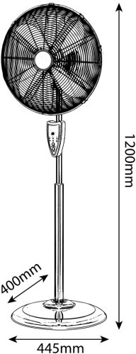 FÉM Álló Ventilátor Távirányítóval 50W – Ipari Teljesítmény, Retro Dizájn