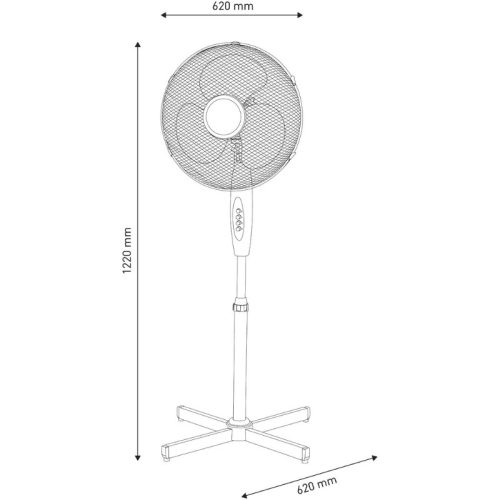Entac Álló Ventilátor 40cm/122cm – Állítható Magasságú Szobai Hűsítő