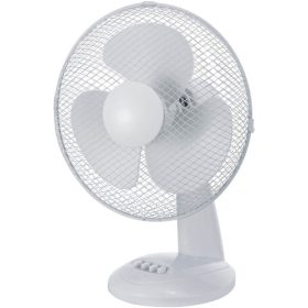 Fehér, oszcilláló mozgású asztali ventilátor 34cm-es méretben