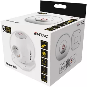   Entac Gömb Elosztó 3 Foglalattal 2×2.1A USB-vel kapcsolóval 1.5m 3G1.5