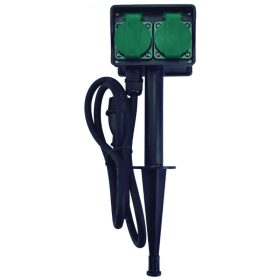   Leszúrható kerti elosztó időzítővel és 2 Foglalattal 1.5m-es vezetékkel IP44