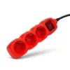 Entac 3-as kapcsolós piros elosztó és hosszabbító (földelt), 1.5m vezetékkel