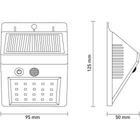 Napelemes oldalfali LED lámpa PIR szenzorral 200 lm 2W