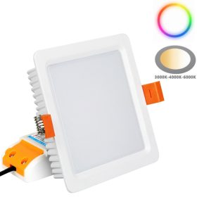 MiBoxer 9W-os süllyesztett RGB+CCT LED lámpa színes és állítható fehér fénnyel, dimmelhető