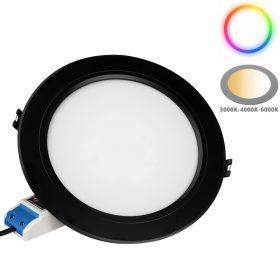 MiBoxer 12W-os süllyesztett RGB+CCT LED lámpa színes és állítható fehér fénnyel, dimmelhető, fekete színű