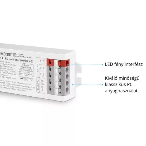 MiBoxer E2-WR Tuya WiFi 2 az 1-ben okos LED szalag vezérlő egyszínű és CCT szalagokhoz