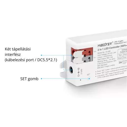 MiBoxer E2-WR Tuya WiFi 2 az 1-ben okos LED szalag vezérlő egyszínű és CCT szalagokhoz