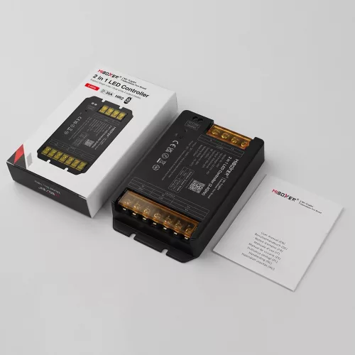 MiLight / MiBoxer 2 az 1-ben LED szalag vezérlő max. 1440W teljesítménnyel, Egyszínű és CCT szalagokhoz.