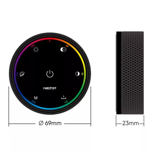 MiBoxer K6 prémium fémházas RGB+CCT tekerőgombos LED távirányító 2.4G