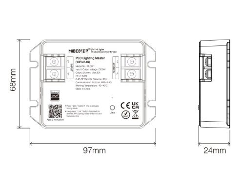 MiBoxer PLC Gateway Master egység DC 12-36V bemenettel kerti világításhoz
