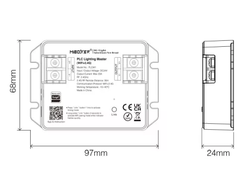 MiBoxer PLC Gateway Master egység DC 12-36V bemenettel kerti világításhoz