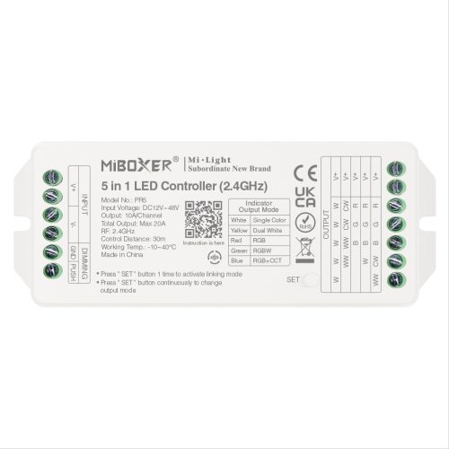 MiLight több funkciós LED szalag vezérlő 5in1 max.960Watt 20A 12-48VDC PR5