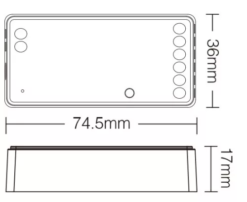 MiBoxer SR2 okos LED vezérlő PUSH fali kapcsoló bemenettel egyszínű és CCT szalagokhoz