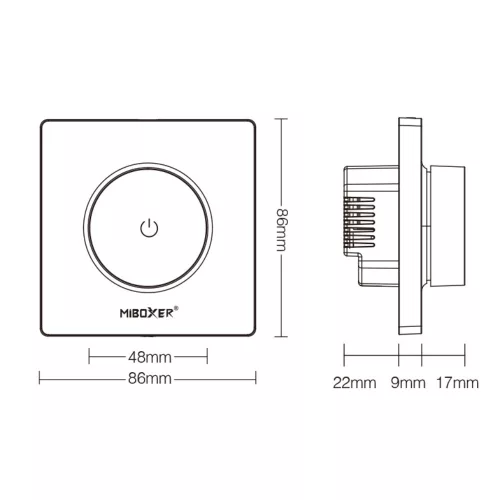 MiBoxer TRI-K1WR fehér forgatógombos WiFi és RF okos fényerőszabályzó