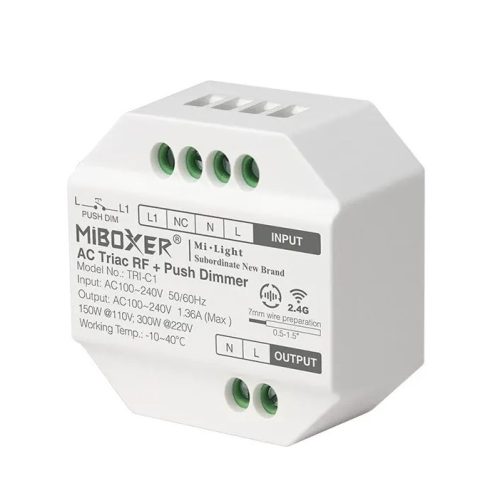 Miboxer AC Triac Fényerőszabályozó Rádiós+Nyomógombos