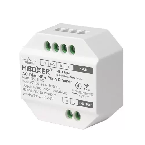 Miboxer AC Triac Fényerőszabályozó Rádiós+Nyomógombos