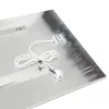 Prémium, fehér üveg infrapanel egy modern, minimalista nappali falán, egy elegáns kanapé fölött 600W