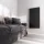 Prémium, fehér üveg infrapanel egy modern, minimalista nappali falán, egy elegáns kanapé fölött 600W