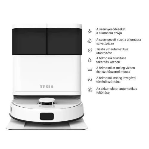TESLA RoboStar iQ900 Ultra intelligens robotporszívó és forgó felmosó az automata tisztítóállomással