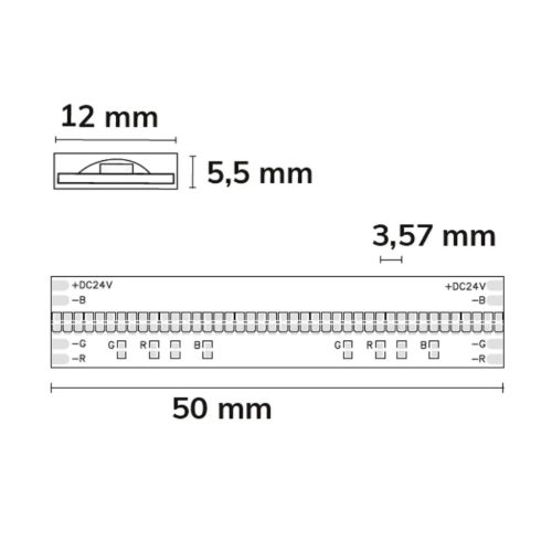 AQUA COB RGB lineáris LED szalag, 24V, 14.4W, IP68, 840 LED/m, 800 lm, 5 méter-ISOLED