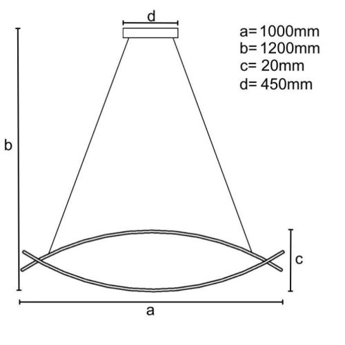 Wave 2 LED dizájn függeszték 70W 1m Fekete