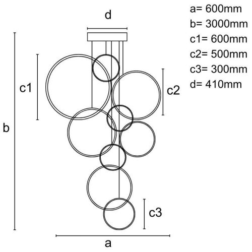 Magic RING gyűrűs függőlámpa 3000x600 cm - Fekete